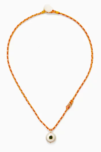 Eddie Diopside & Pearl Necklace in 9kt Gold