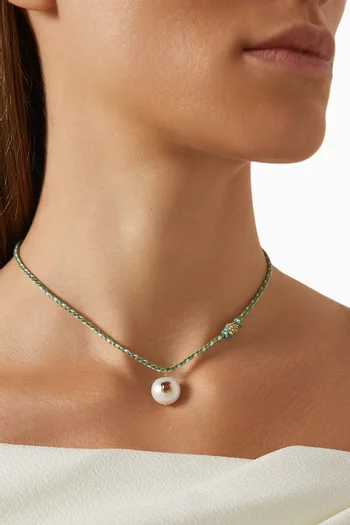 Eddie Garnet & Pearl Necklace in 9kt Gold