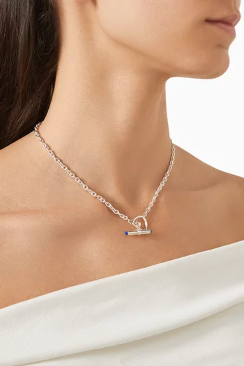 Lapis Barbell Toggle Necklace in Silver