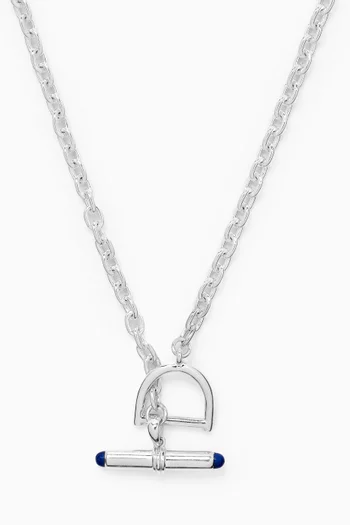 Lapis Barbell Toggle Necklace in Silver