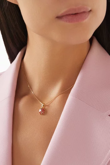 Laby Bug Diamond & Ruby Charm in 18kt Yellow Gold