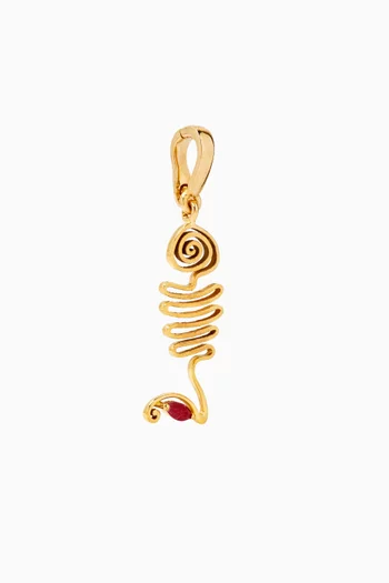 Wavy Fish Charm in 18kt Yellow Gold