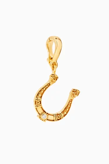 حلية ميستيك بتصميم حدوة حصان مرصعة بالماس أصفر عيار 18