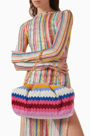 Large Zigzag Towelling Shoulder Bag in Cotton-terry