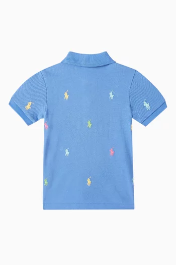 All-over Logo-embroidered Polo Shirt in Pique-knit