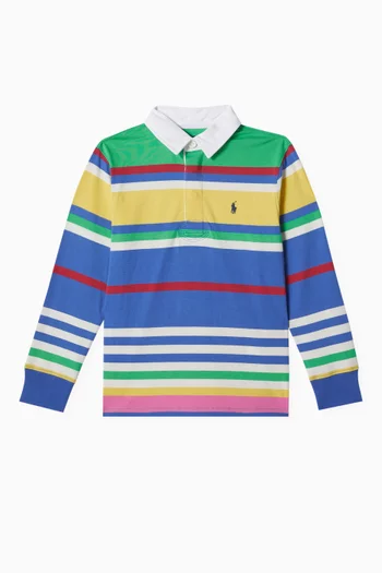 Striped RugbyPolo Shirt in Cotton