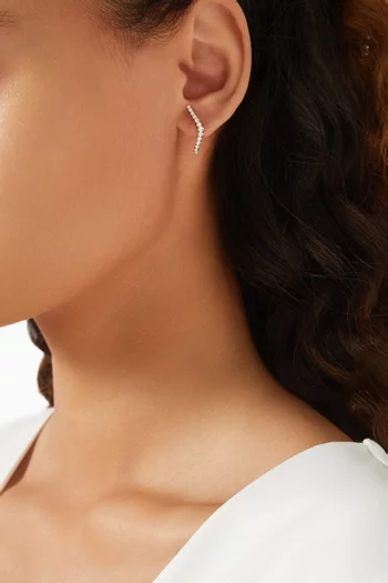 Chip Line Wave Diamond Single Earring in 18kt Gold