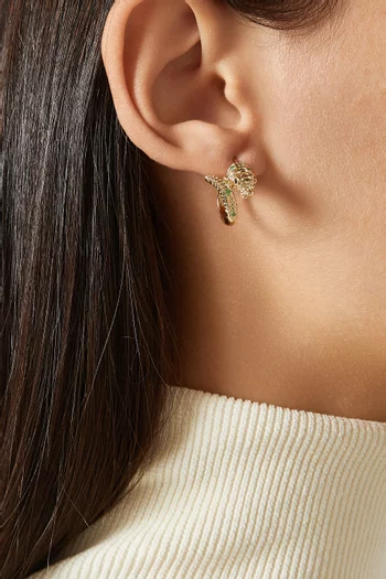 Creole Croco Diamond & Tsavorite Single Earring in 9kt Yellow Gold