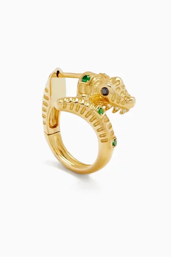 Creole Croco Diamond & Tsavorite Single Earring in 9kt Yellow Gold