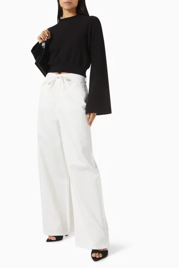 Drawstring-waist Wide-leg Pants in Denim