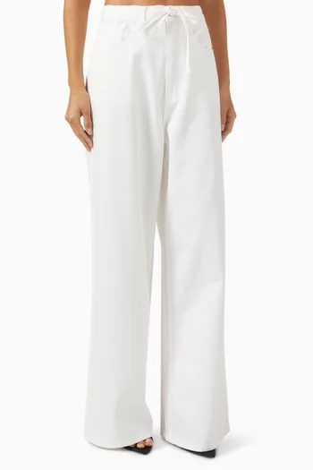 Drawstring-waist Wide-leg Pants in Denim