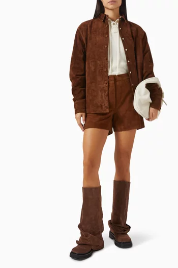 Button-up Shirt in Suede Leather