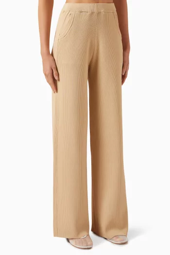 Rib-knit Straight-leg Pants