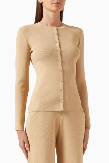 Rib-knit Cardigan in Viscose Blend