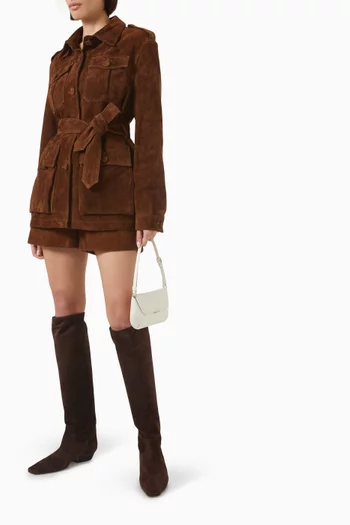 Belted Jacket in Suede Leather