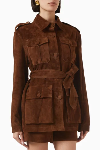 Belted Jacket in Suede Leather