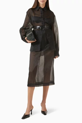 قميص بيري شفاف مزيج حرير