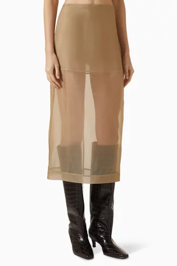 Peri Sheer Midi Skirt in Silk-blend