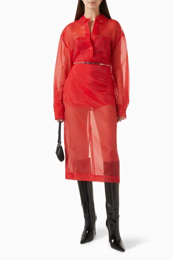 Peri Sheer Midi Skirt in Silk-blend