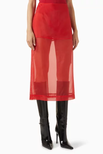 Peri Sheer Midi Skirt in Silk-blend