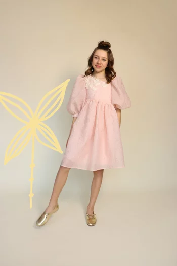 Puff-sleeve Asymmetrical Dress