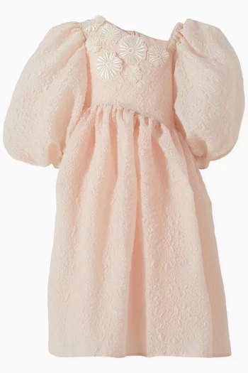 Puff-sleeve Asymmetrical Dress