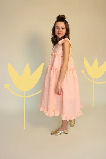 Tiered Ruffle Dress in Crushed Fabric