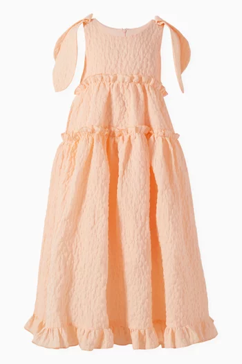 Tiered Ruffle Dress in Crushed Fabric
