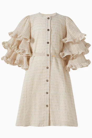 Buttoned & Ruffle Dress