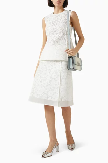 تنورة متوسطة الطول مزينة بدانتيل مزيج قطن