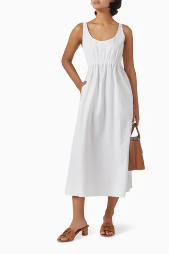 فستان متوسط الطول قطن بوبلين مقوى