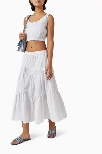 تنورة متوسطة الطول متعددة الطبقات قطن بوبلين