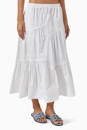 تنورة متوسطة الطول متعددة الطبقات قطن بوبلين