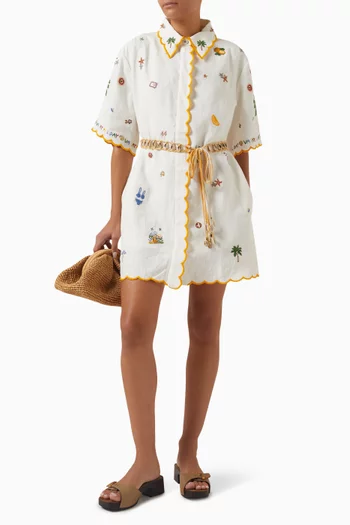 Vacay All-day Shirt Mini Dress in Linen