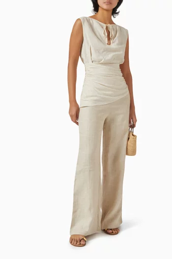 Aveline Top in Linen-cotton Blend