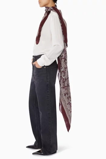 Unisex Large Paisley Square Scarf in Silk Charmeuse