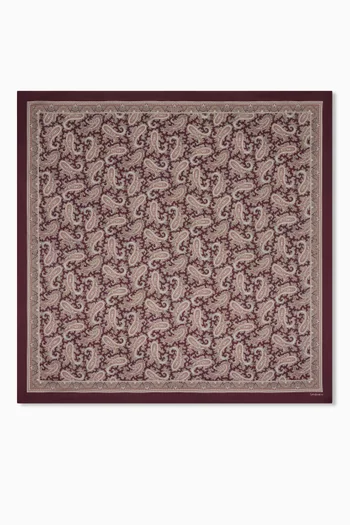 Unisex Large Paisley Square Scarf in Silk Charmeuse