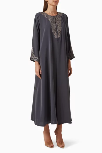Embroidered Abaya Set in Silk