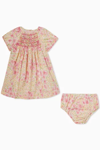Sonia Floral-print Smocked Dress Set in Cotton