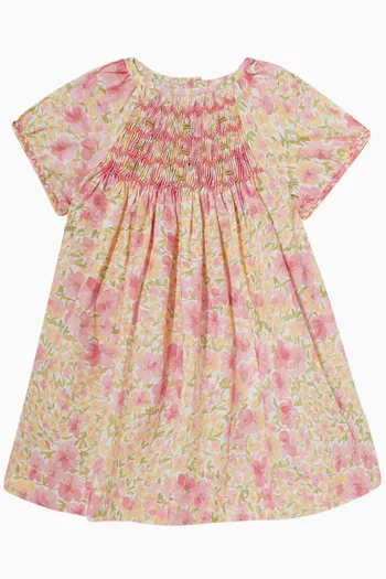 Sonia Floral-print Smocked Dress Set in Cotton
