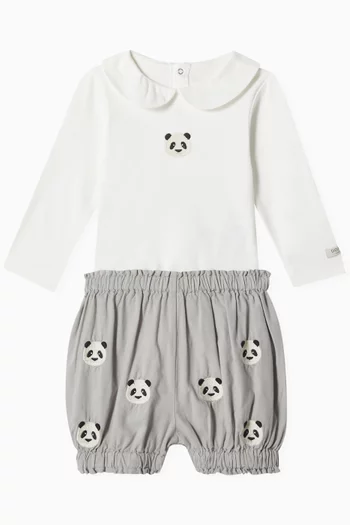 Carson Panda-embroidered Bloomers in Organic Cotton