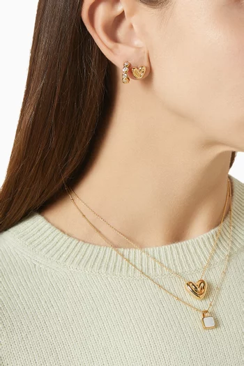 أقراط ميني على شكل قلب منفوخ فضة إسترلينية مطلية بذهب معاد تدويره عيار 18‏