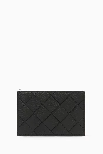 حافظة بطاقات بتصميم مجدول جلد عجل