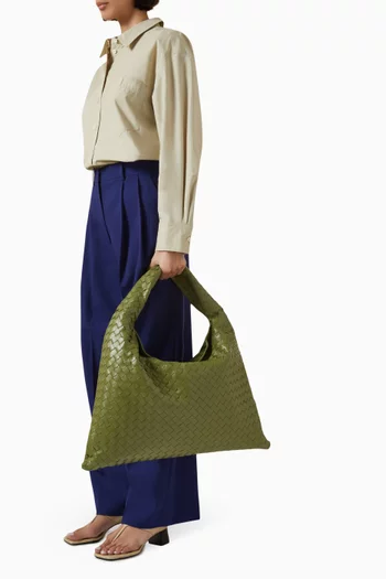 Large Hop Shoulder Bag in Intrecciato Leather