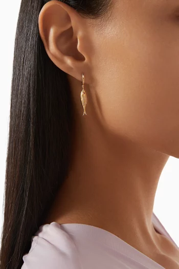 قرط منفرد هويتا مرصع بماس ذهب أصفر عيار 18