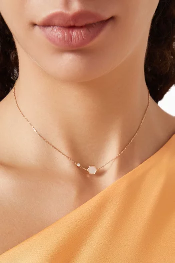 Hive Diamond & Pearl Necklace in 18kt Rose Gold
