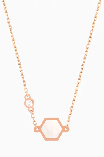 Hive Diamond & Pearl Necklace in 18kt Rose Gold
