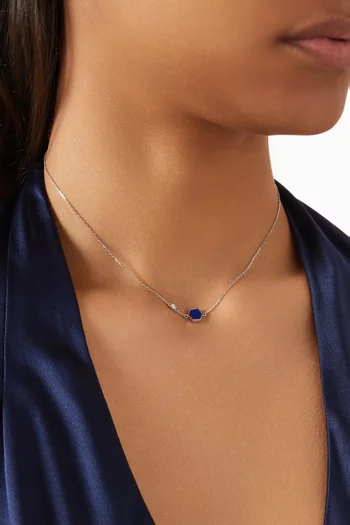 Hive Diamond & Lapis Necklace in 18kt White Gold