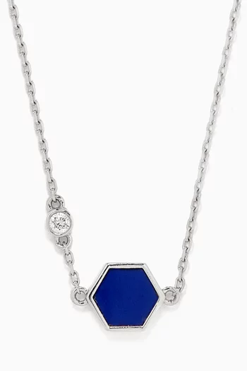 Hive Diamond & Lapis Necklace in 18kt White Gold