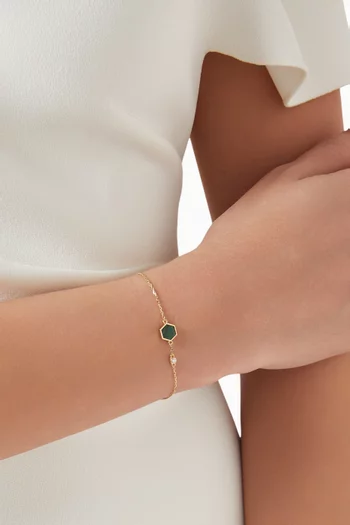 Hive Diamond & Malachite Bracelet in 18kt Yellow Gold